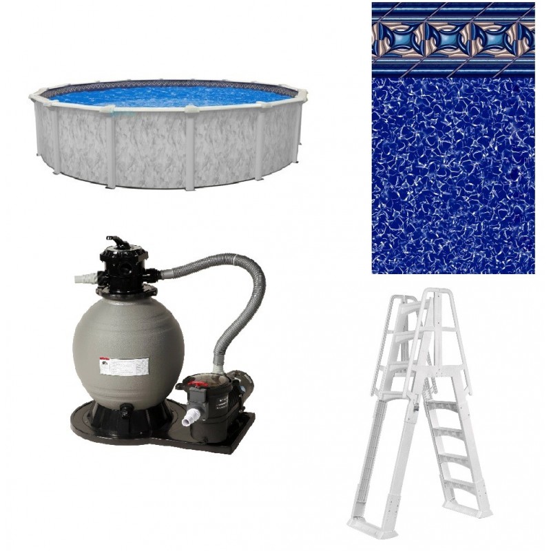 Blue Wave St. Kitts 24' Round 54" Deep Above Ground Pool Package (NB19724-PKG)