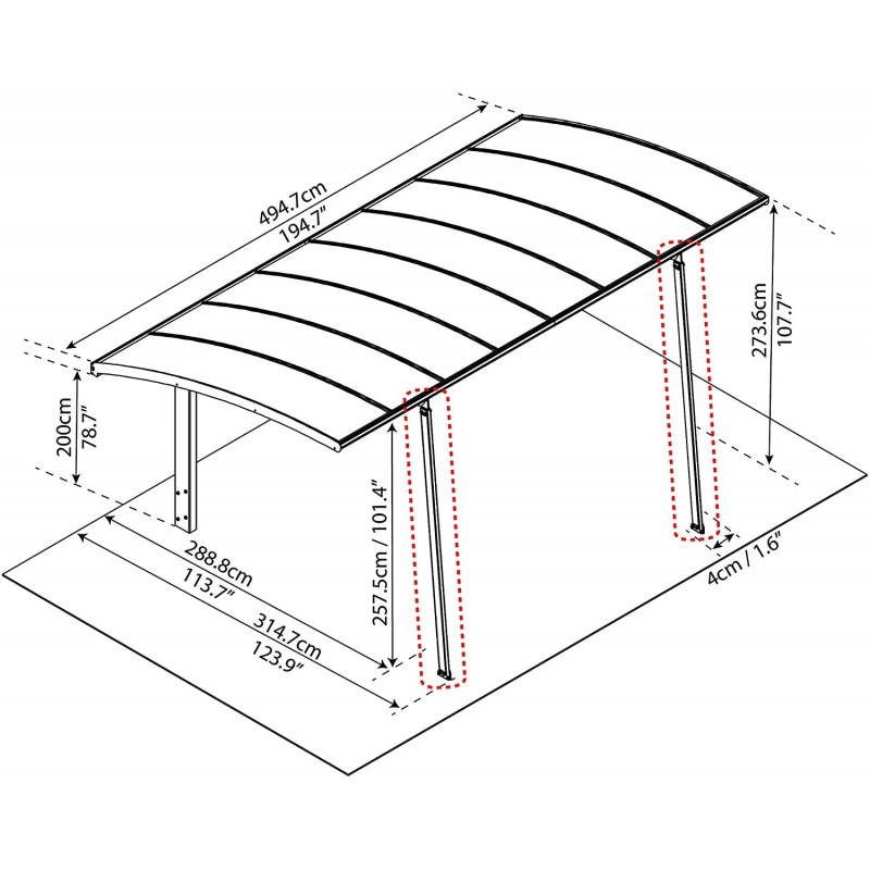Palram Arizona Carport Roof Support Kit - Gray (HG9107)