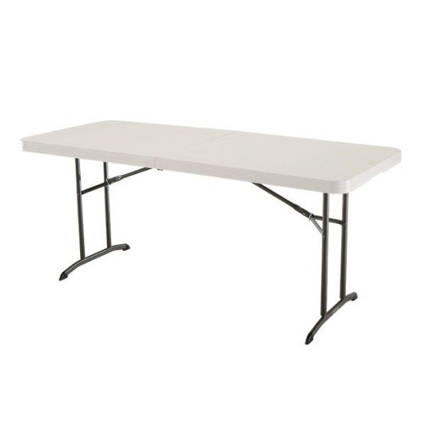 Lifetime 6 ft. Commercial FoldInHalf Table with Handle (Almond) 80382