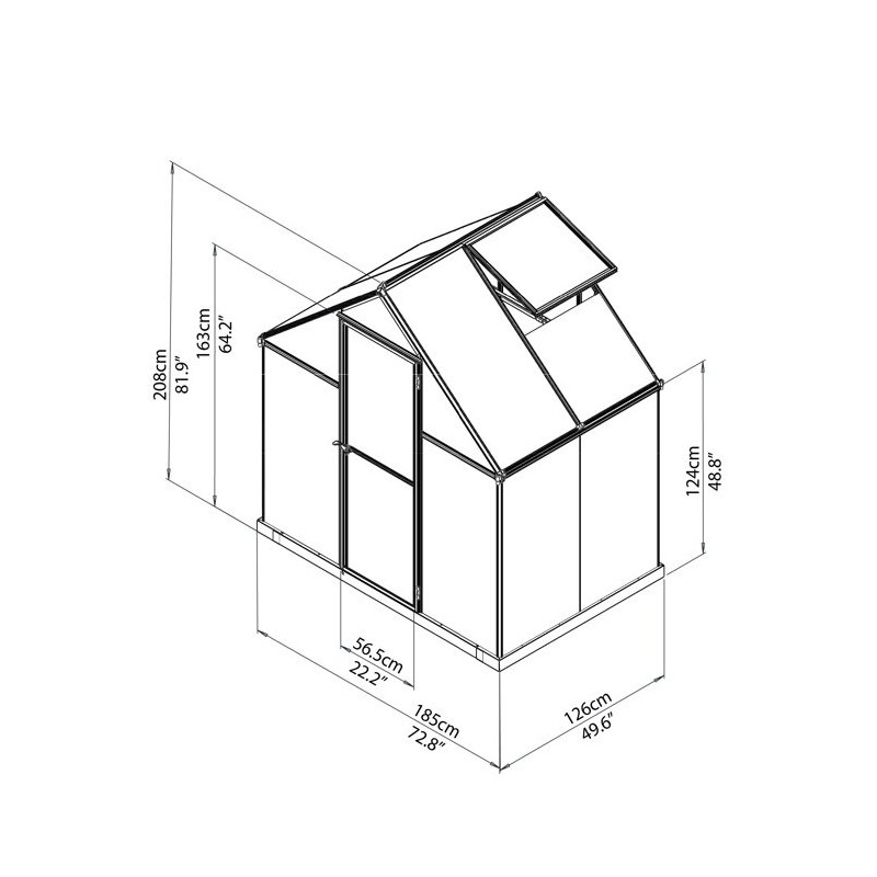 Palram - Canopia 6x4 Mythos Greenhouse Kit - Gray (HG5005Y)