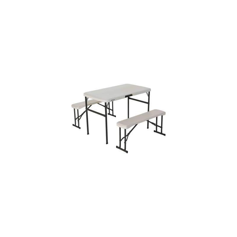 Lifetime 42 in. Folding Picnic Tables with Benches - Almond (80373)