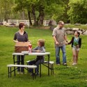 Lifetime 42 in. Folding Picnic Tables with Benches - Almond (80373)