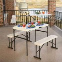 Lifetime 42 in. Folding Picnic Tables with Benches - Almond (80373)