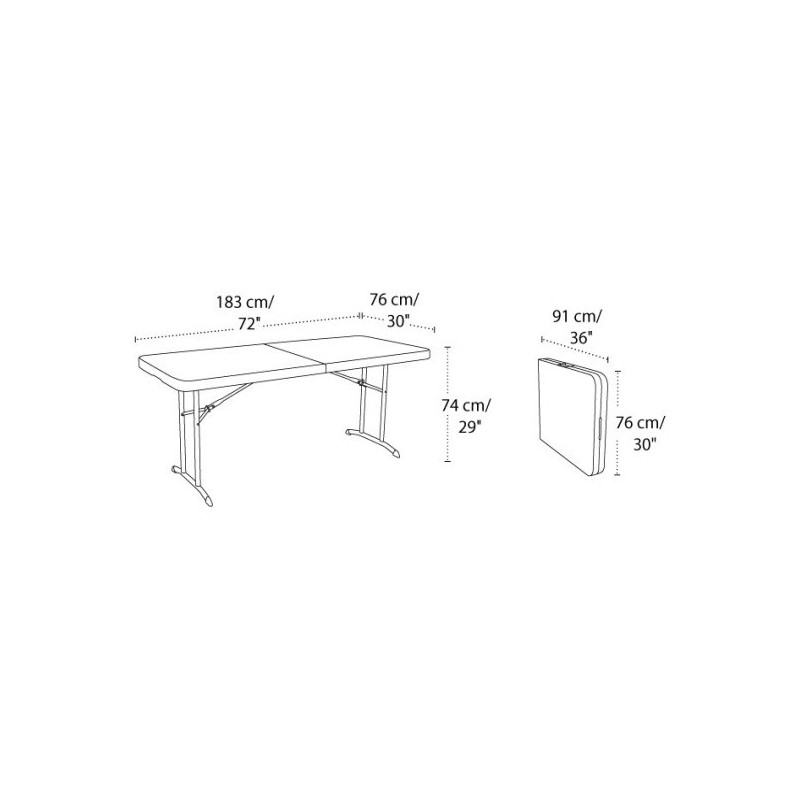 Lifetime 6 ft. Commercial Fold-In-Half Table with Handle- Almond( 80382)