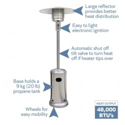 Blue Sky Outdoor Liquid Propane Patio Heater - Stainless Steel (PHG8732SS)