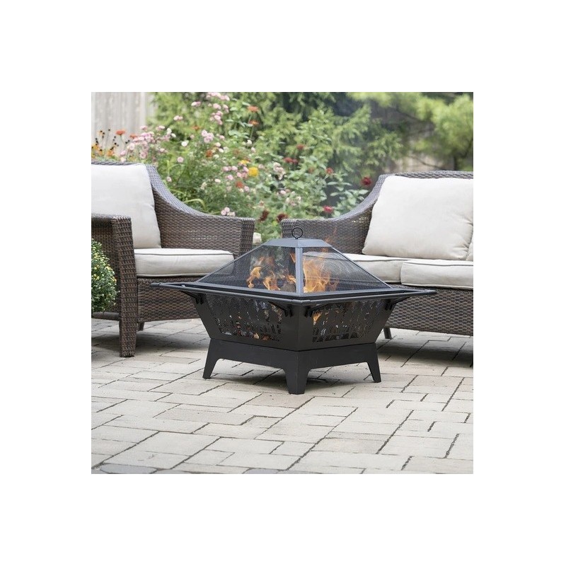 Blue Sky 31" Cowboy Portable Fire Pit - Wood Black (WBFP31SQ-GF)