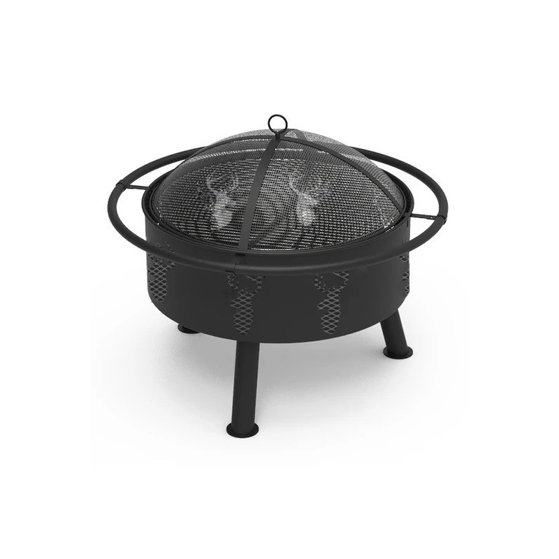 Blue Sky Outdoor 29 in. Round Barrel Fire Pit - Deer Head (WBFB29-MD)
