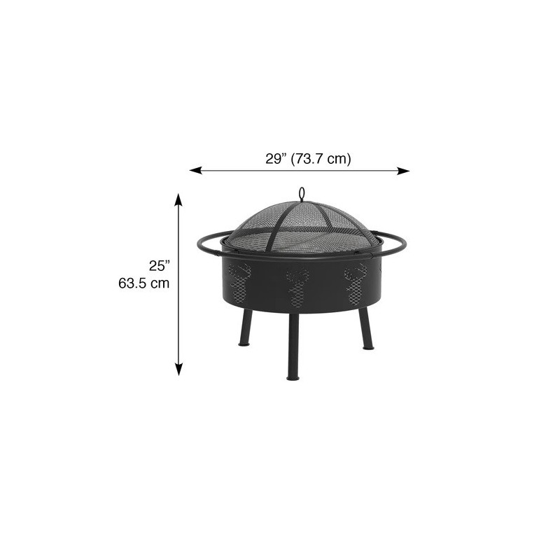 Blue Sky Outdoor 29 in. Round Barrel Fire Pit - Deer Head (WBFB29-MD)