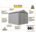 Arrow Elite 10x8 Metal Storage Shed Kit - Anthracite (EG108AN)