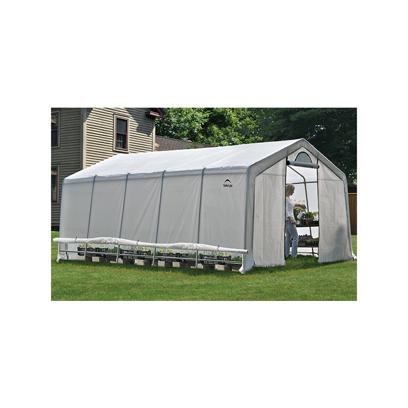 ShelterLogic 12x20x8 Rib Peak Style Powder Coated Translucent - Zipper Door (70590)