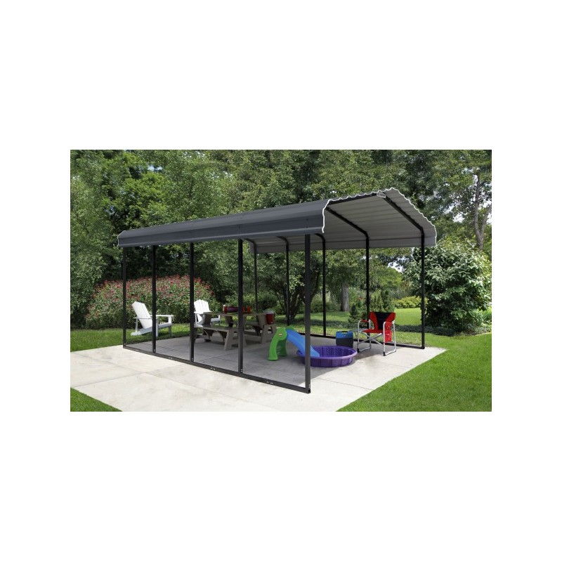 Arrow 12x24x9 Steel Auto Carport Kit  - Charcoal (CPHC122409)