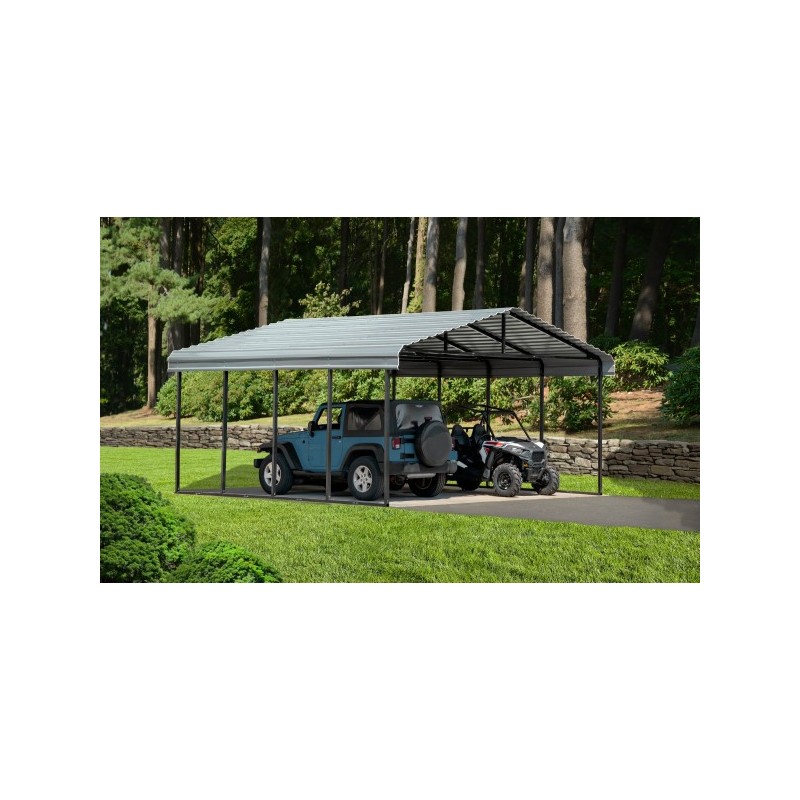 Arrow 20x20x9 Steel Auto Carport Kit  - Charcoal (CPHC202009)