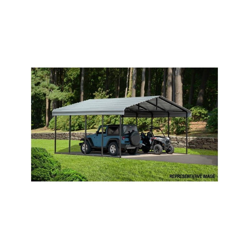 Arrow 20x29x9 Steel Auto Carport Kit  - Charcoal (CPHC202909)