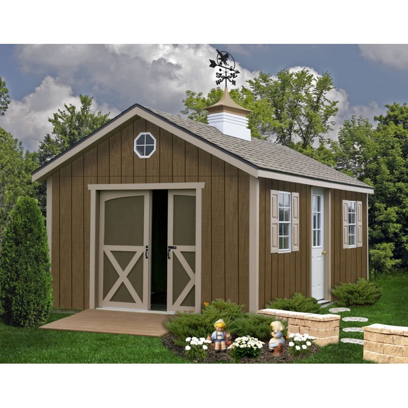 Best Barns Shedquarters 12x20 Pre-Cut Wood Shed Kit w/ Sliding Doors Centered on Gable (SQUASD20)