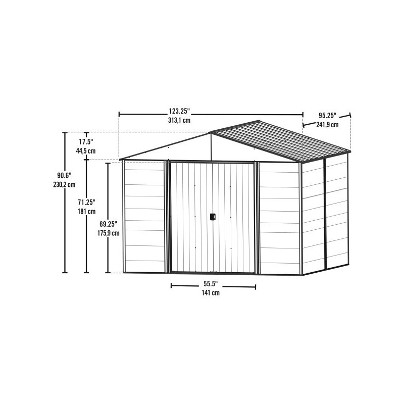 Arrow 10x8 Ironwood Steel Hybrid Shed Kit - Galvanized Anthracite (IWA108)