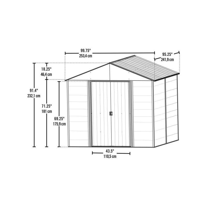 Arrow 8x8 Ironwood Steel Hybrid Shed Kit - Galvanized Anthracite (IWA88)