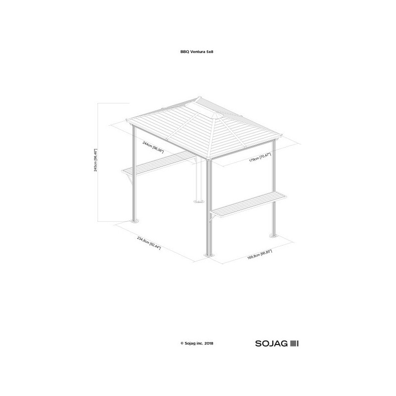 Sojag Ventura 5x8 Aluminum Grill Gazebo Kit (500-9161427) Sojag Ventura 5x8 Aluminum Grill Gazebo Kit (500-9161427)