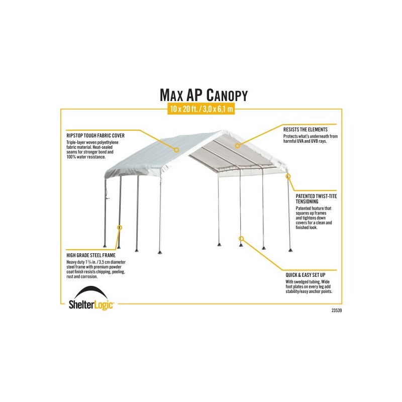 ShelterLogic MaxAP 10x20 White Gazebo Canopy Kit (23539)