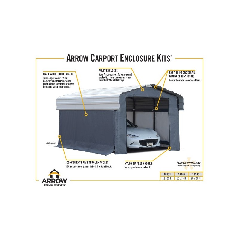 Arrow 12x20 Carport Enclosure Kit - Gray (10181)