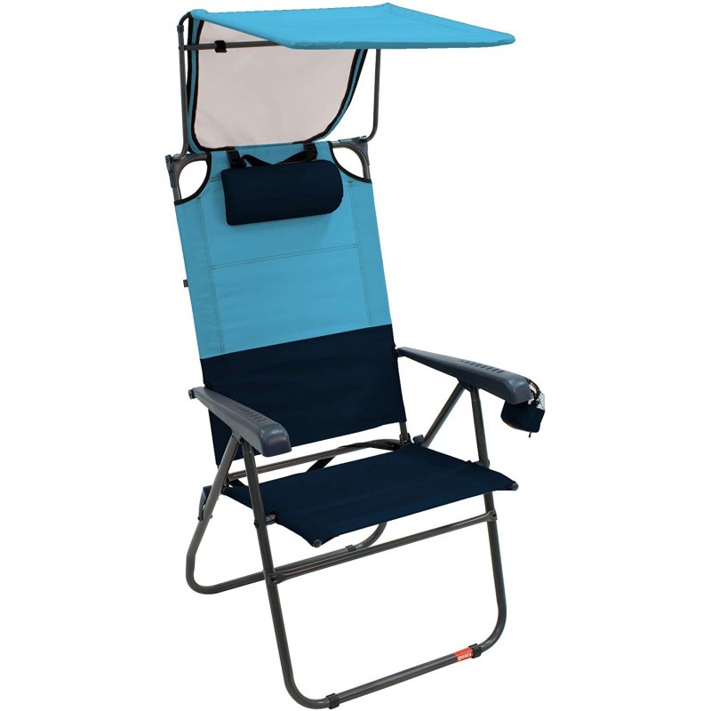 RIO Hi-Boy Folding Canopy Chair - Blue Sky/Navy (GR643HCP-432-1)