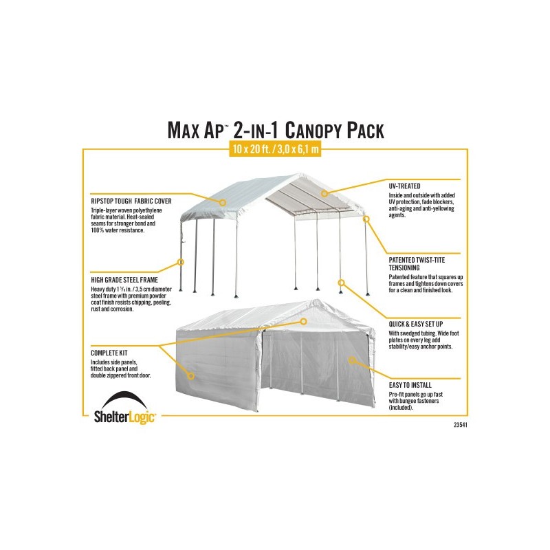 ShelterLogic MaxAP 10x20 2-in-1 Canopy with Enclosure Kit (23541)