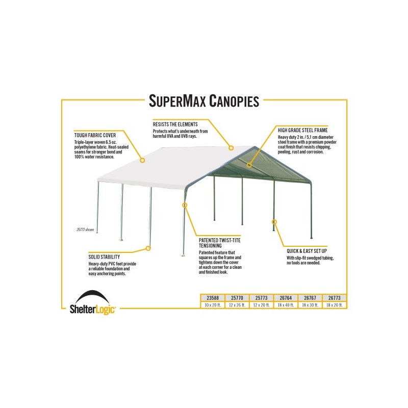 ShelterLogic SuperMax 10x20 Gazebo Canopy Kit - White (23588)