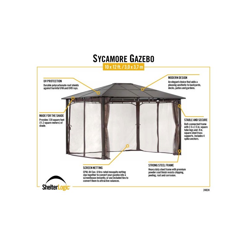 ShelterLogic Sycamore 10x12 Gazebo - Brown (24024)