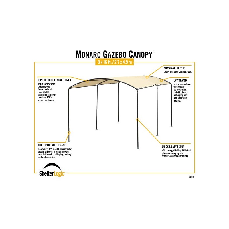 ShelterLogic Monarc 9x16 Gazebo Canopy Kit - Sandstone (25881)