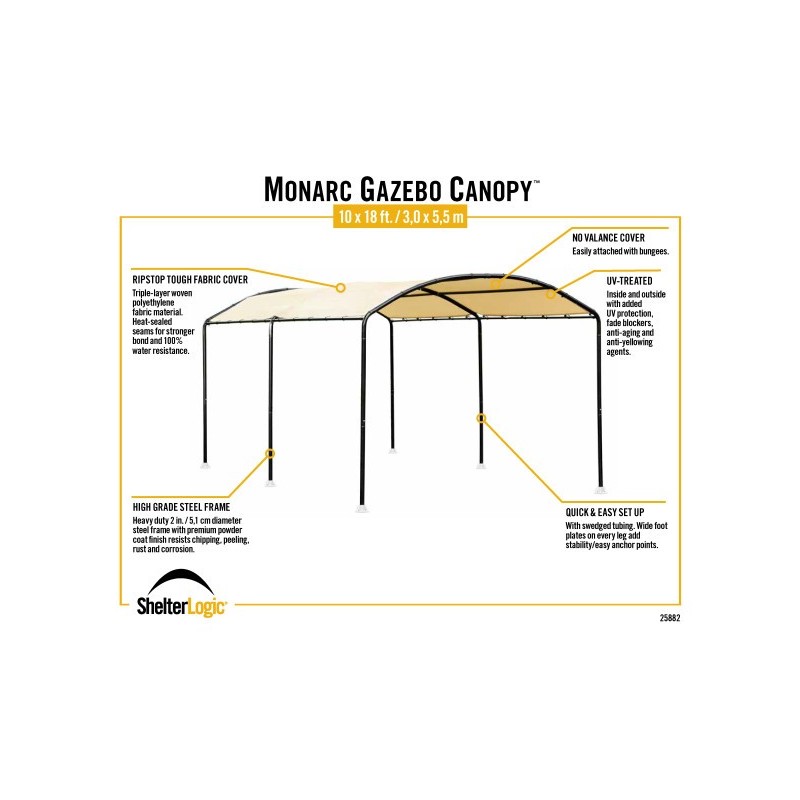 ShelterLogic Monarc 10x18 Gazebo Canopy Kit - Sandstone (25882)
