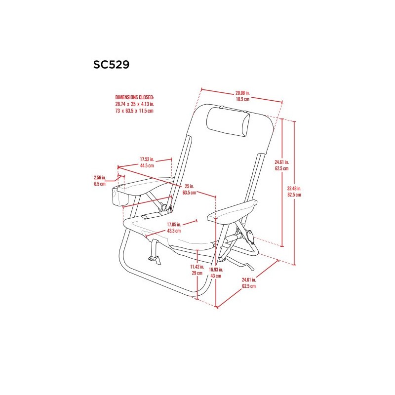 Rio 4-Position Lace-Up Striped Backpack Chair - Blue (SC529-1913-1)