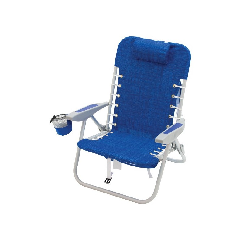 Rio 4-Position Lace-Up Striped Backpack Chair - Blue (SC529-1913-1)