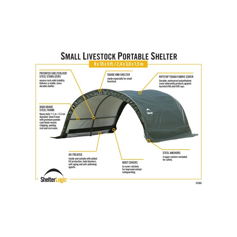 ShelterLogic 8x10x5 Portable Livestock Shelter - Round (51560) ShelterLogic 8x10x5 Portable Livestock Shelter - Round (51560)