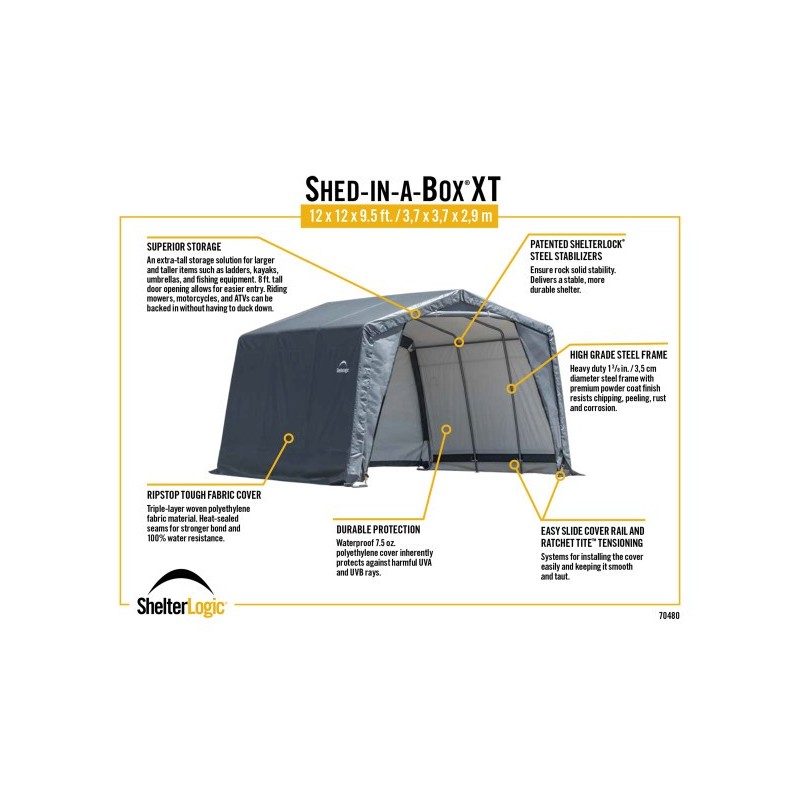 ShelterLogic 12x12x9.5 Shed-in-a-Box XT Peaked Shelter - Gray (70480)