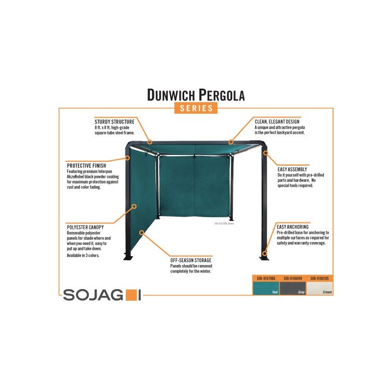 Sojag Dunwich 8x8 Pergola - Teal (308-9167986)