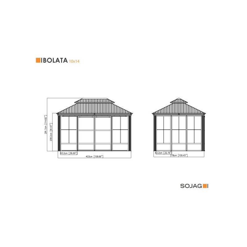 Sojag Bolata 10x14 Solarium - Light Grey/Black (445-9168020)