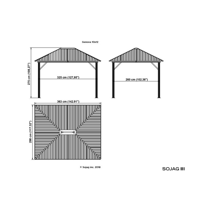 Sojag 10x12 Genova Gazebo Kit - Dark Brown (500-9165258)