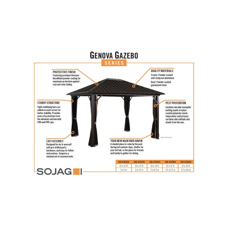 Sojag 10x12 Genova Gazebo Kit - Dark Brown (500-9165258)