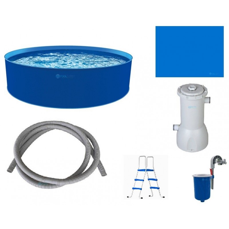 Blue Wave Cobalt 15 ft. Round 48 in. Deep Above Ground Pool Package (NB19785)