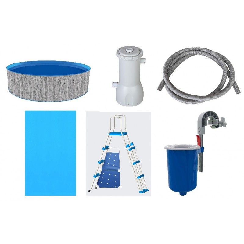 Blue Wave Capri 15 ft. Round 48 in. Deep Above Ground Pool Package (NB19789)