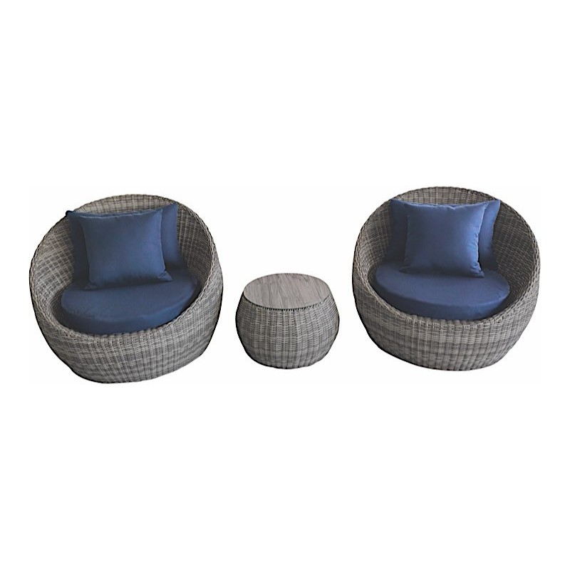 AllSpace 3 Piece Wicker Barrel Set - Navy (450618PN)