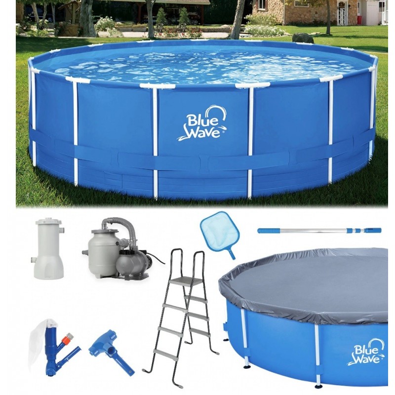 Blue Wave Active Frame 15 ft. Round 48 in. Deep Above Ground Pool Package (NB19790)