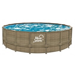 Blue Wave Cocoa Wicker Frame 18 ft. Round 52 in. Deep Above Ground Pool Package (NB19797)