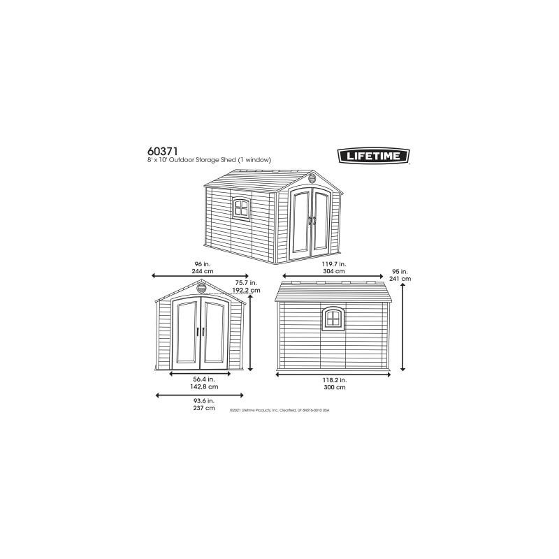 Lifetime 8x10 Double-Wall Storage Shed Kit with Floor (60371)