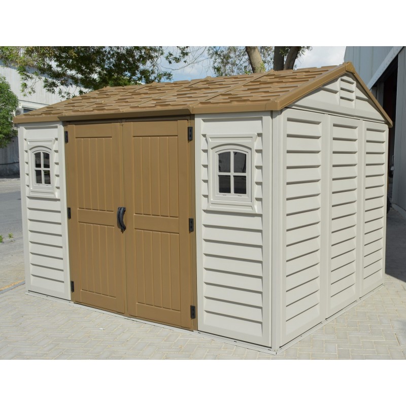DuraMax 10.5x8 Apex Vinyl Shed w/ Foundation Kit (30116)