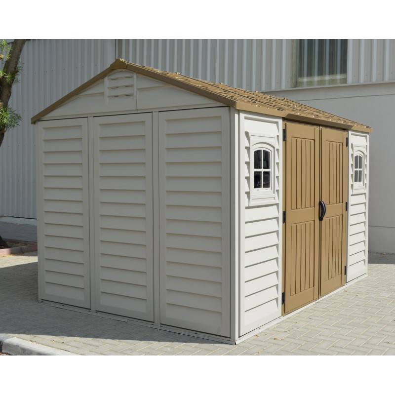 DuraMax 10.5x8 Apex Vinyl Shed w/ Foundation Kit (30116)