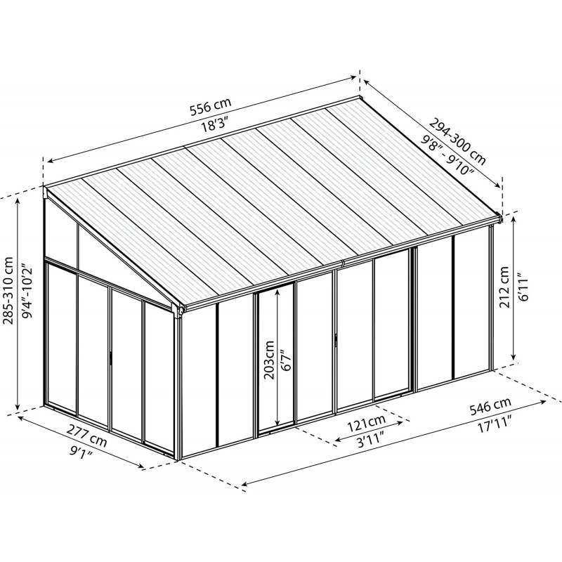 Palram - Canopia SanRemo 10x18 Patio Enclosure Kit - Gray/Clear (HG9065)