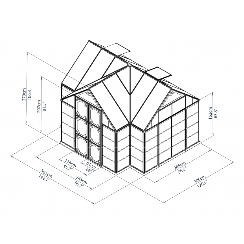 Palram 12x8 Chalet  Greenhouse Kit (HG5400)