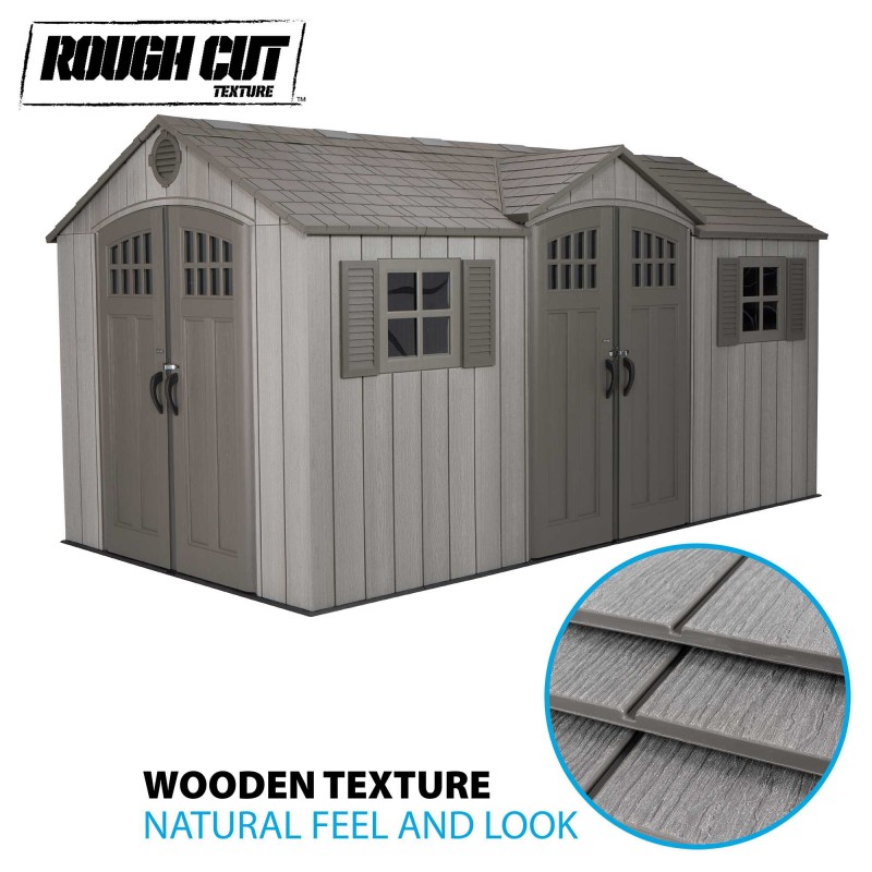 Lifetime 15x8 Rough Cut Outdoor Storage Shed Kit w/ Double Doors - Storm Dust (60318)