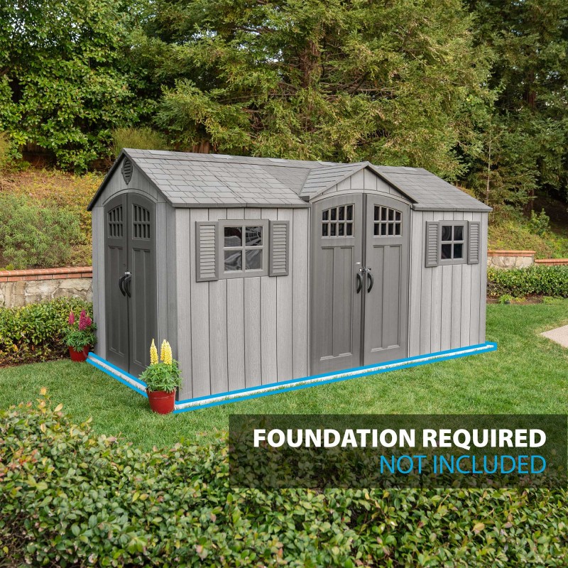 Lifetime 15x8 Rough Cut Outdoor Storage Shed Kit w/ Double Doors - Storm Dust (60318)
