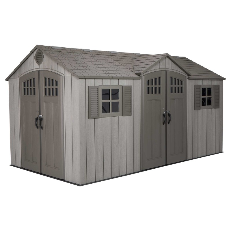 Lifetime 15x8 Rough Cut Outdoor Storage Shed Kit w/ Double Doors - Storm Dust (60318)